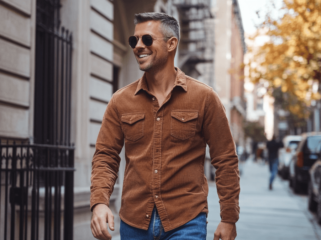 brown corduroy fabric shirt
