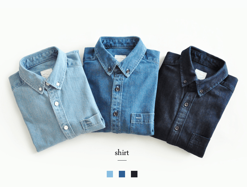青年布2 3 colors of chambray fabric men's shirt