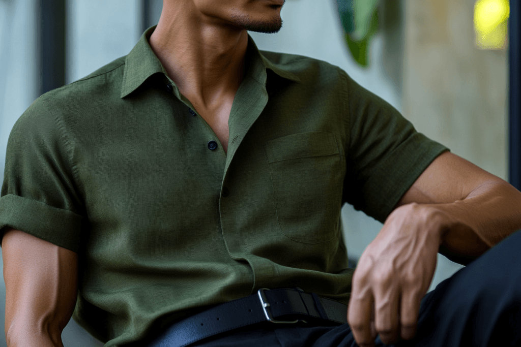 sustainable green bamboo fabric shirt for men